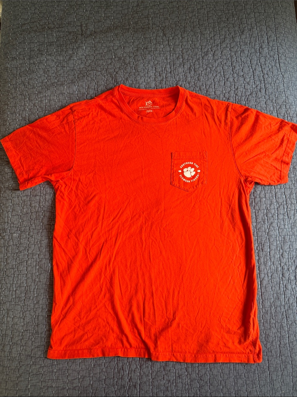 Clemson University Orange Southern Tide Pocket T-Shirt Size Large